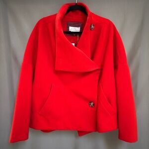 NWT Anthropologie Red Peacoat – Size 1X – Plus Size Chic Layering Jacket Warm